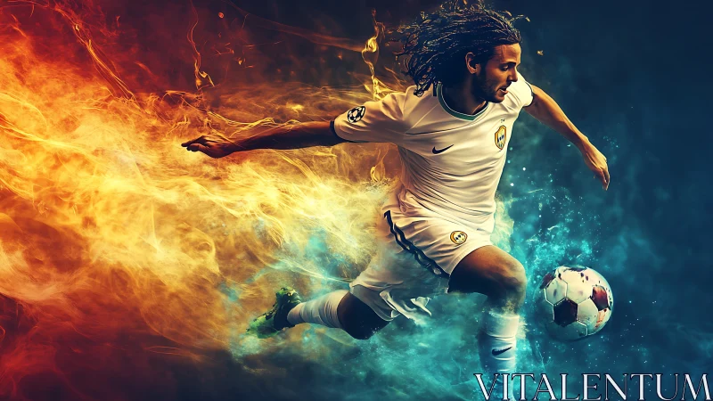Dynamic soccer forward splits fire and ice in high-impact motion