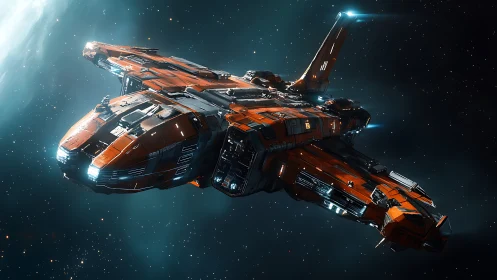 Orbital interceptor starship with modular thruster lattice.