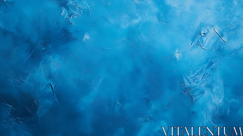 Monochrome blue textured surface shows broad paint strokes