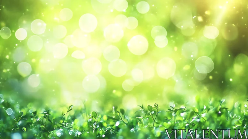 Defocused macro foliage with luminous green bokeh and depth layering