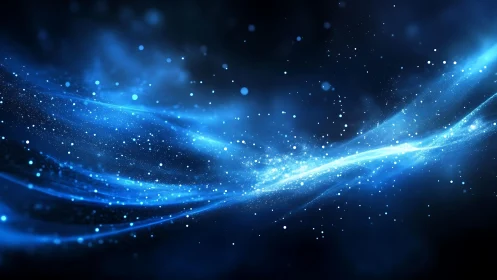 Abstract Cosmic Flow of Blue Light and Particles in Deep Space.