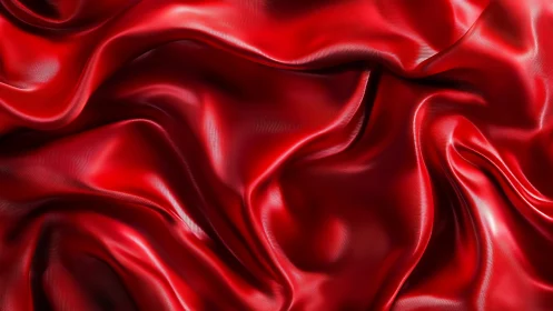 Lustrous crimson silk folds glow with soft, flowing light