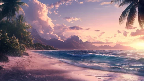 Tropical Sunset Over Paradise Beach.