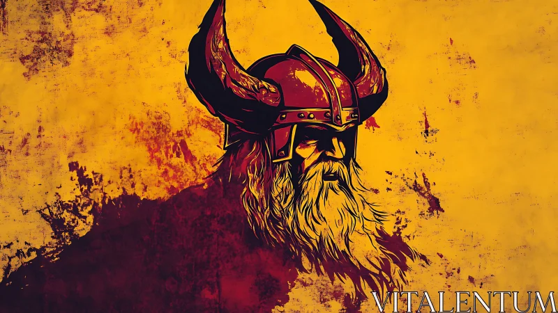 Viking warlord portrait over burned ochre texture.