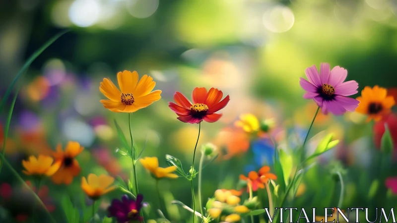 Vibrant Garden Cosmos with Selective Focus Blooms