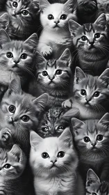 Kitten Mosaic: Multiple Cats in Monochrome Study.