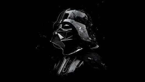 Monochrome sci‑fi helmet portrait rendered in stark chiaroscuro