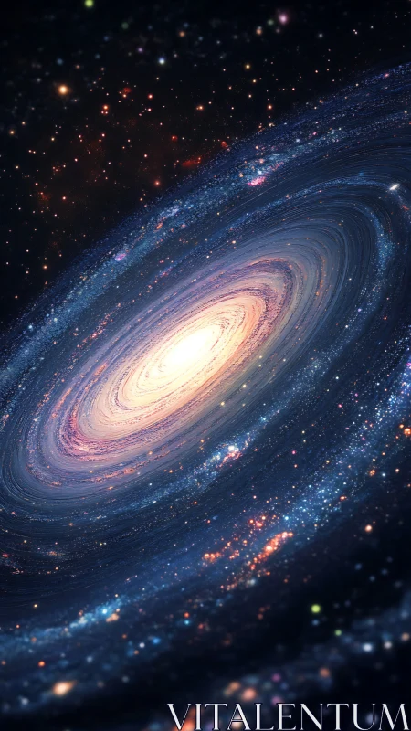 Spiral galaxy core with swirling starfield and dust halo.