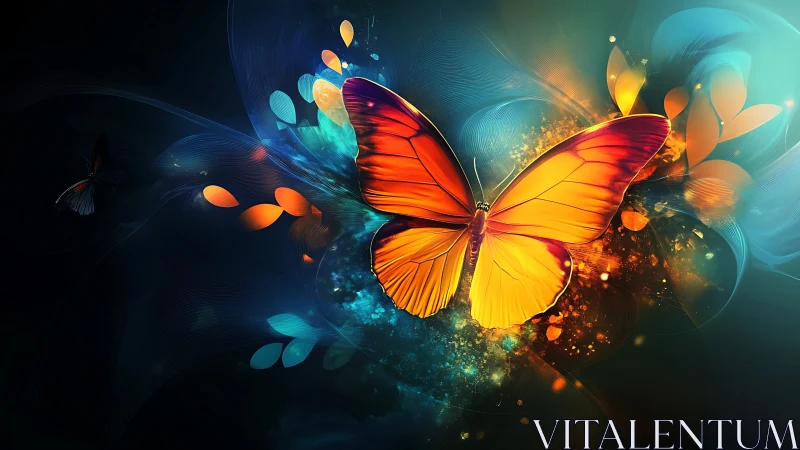 Butterfly dominates luminous abstract digital light field