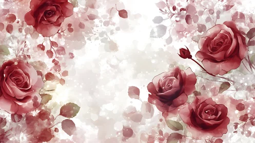 Elegant Red Roses Floating in Soft Pink Light