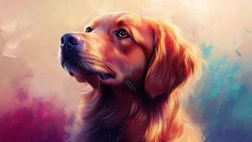 Golden daydream drifts across a rainbow-lit canine gaze