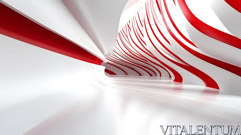 Futuristic abstract tunnel with red and white swirling lines.