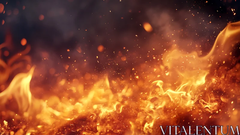 Intense Fire Blaze with Particles and Smoke