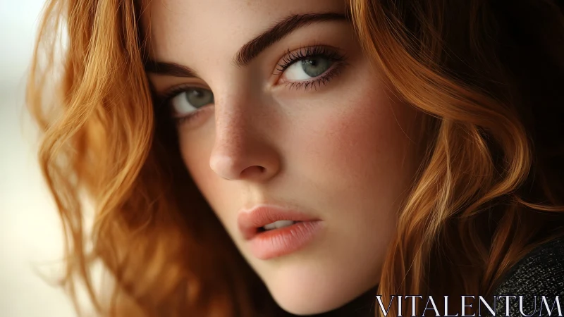 Soft-lit portrait captures intense green-eyed expression beautifully.