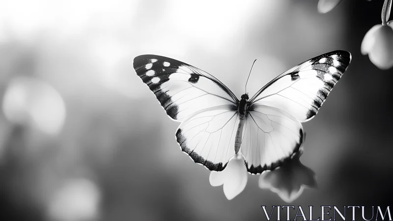 Monochrome butterfly macro with shallow depth of field bokeh