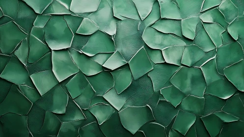 Tessellated green impasto shards with directional brush microtexture.