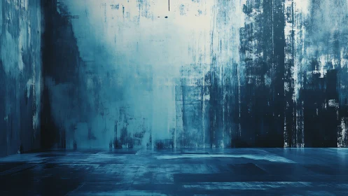 Empty blue abstract room shows textured painted walls