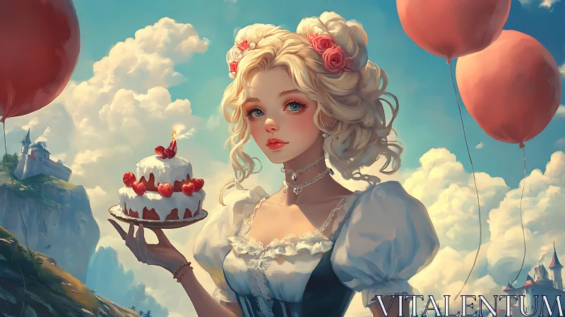 Ethereal Maiden with Floral Crown: Digital Fantasy Portraiture.