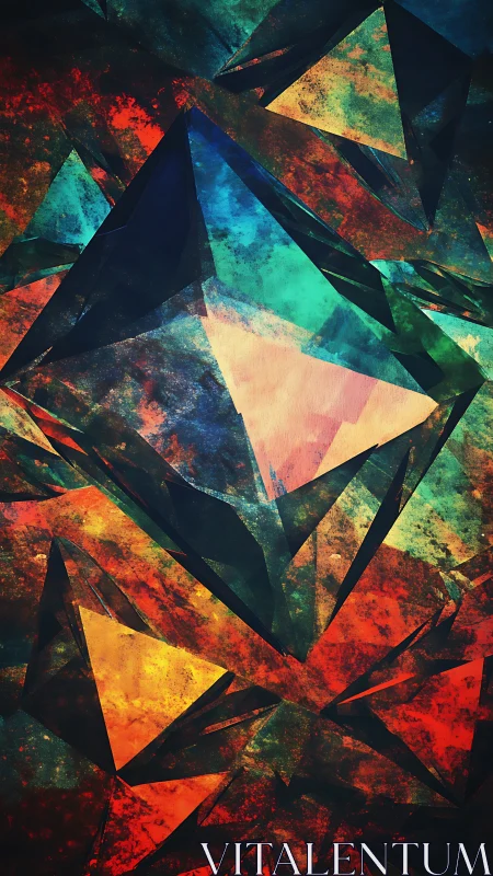 Prismatic Triangular Shards in Layered Abstract Composition.