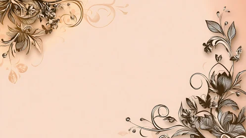 Floral corner ornaments on gradient beige background design.