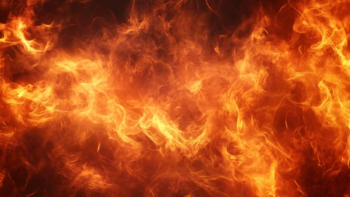 Intense swirling fire flames in dramatic abstract background.