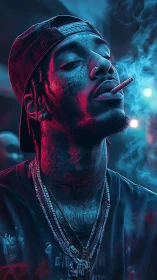 Neon haze portrait of a cool night-time dreamer.