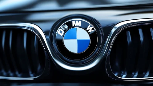 Shiny car grille emblem gleams under sleek studio lighting