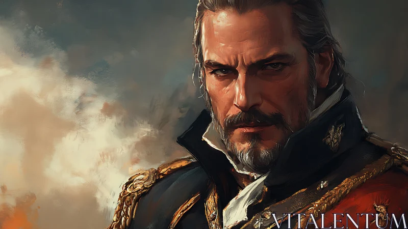 Commanding naval officer portrait in stormlit oil style.