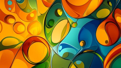 Liquid Loops in Citrus Color Storms of Abstract Joy.