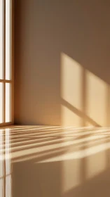 Soft morning sunlight paints calm stripes across a quiet room