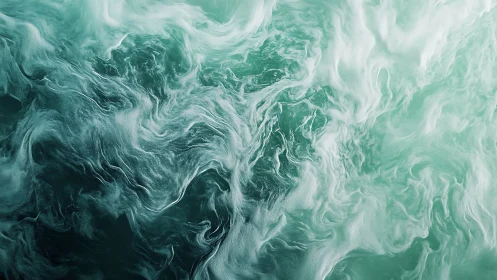 Seafoam daydreams in swirling teal and soft white mist.