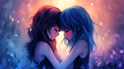 Dual-toned anime portrait studies mirrored emotional intimacy