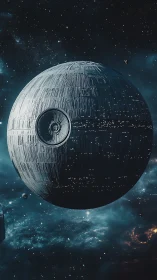 Massive spherical battle station floating in deep space.