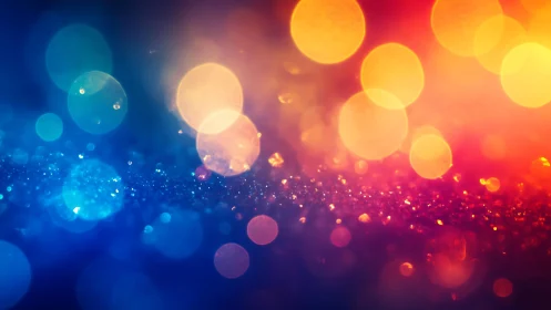 Vibrant Abstract Bokeh Lights in Blue and Orange Gradient Style.