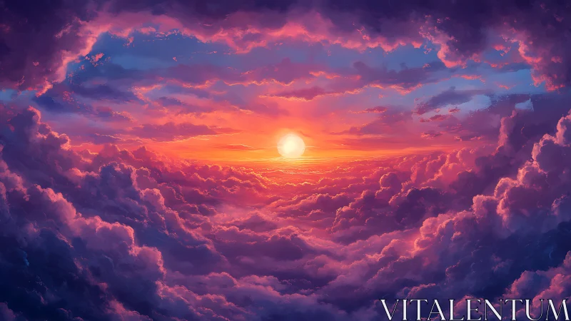 Sunset dreamscape wrapped in glowing cotton clouds.