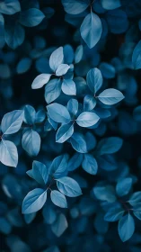 Gentle blue leaves drifting in a calm twilight hush.