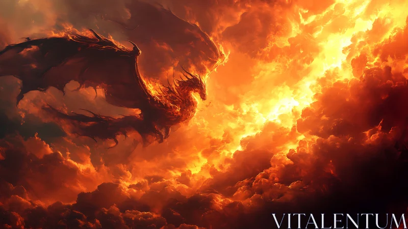 Inferno-winged sky dragon carving rivers of molten light.
