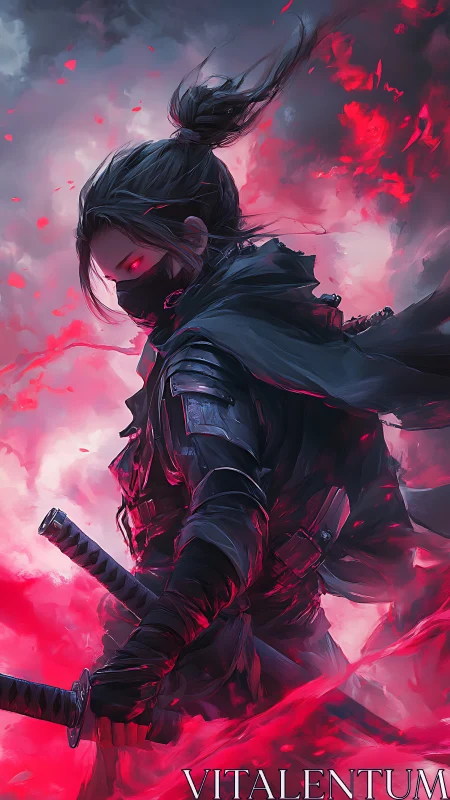 Storm-lit rogue stands ready in swirling crimson energy