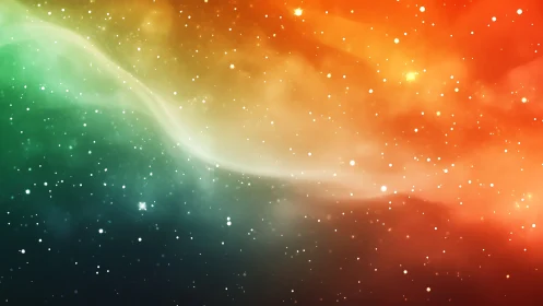 Multicolor gradient nebula field with scattered star points.