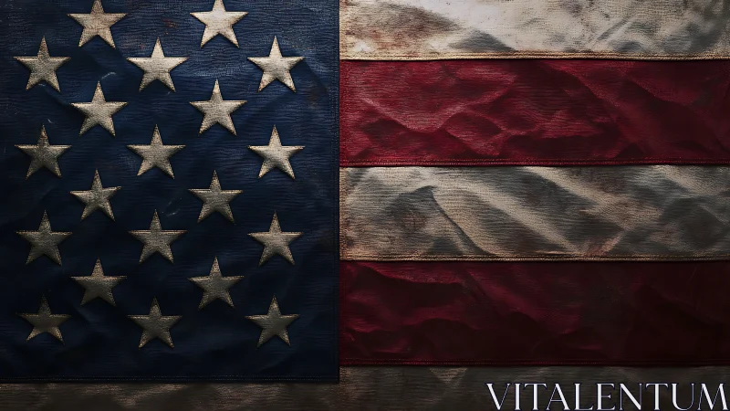 Weathered American flag texture conveys strength and memory