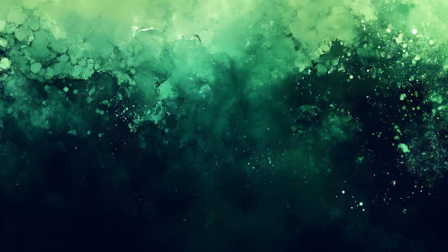 Abstract green watercolor texture with splatter effects in modern style.
