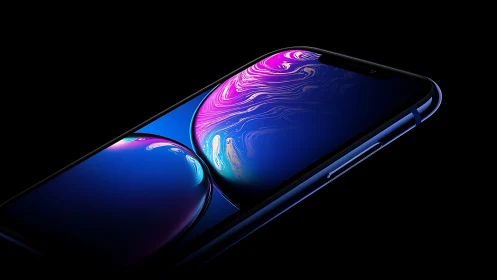 Dual-Display Smartphone with Vibrant Neon Wallpaper.