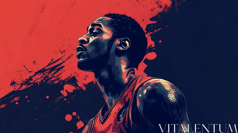 Pop art basketball portrait with dynamic splash abstraction.