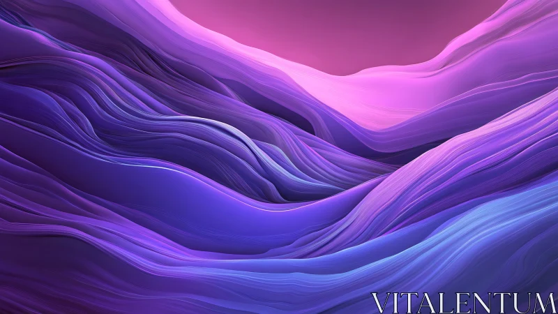 Flowing abstract violet and pink layered wave landscape.
