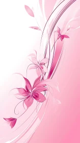 Delicate Pink Flowers Dance Along Graceful Flowing Curves