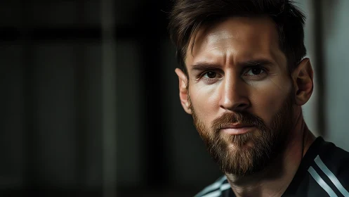 Brooding bearded athlete locked in razor-sharp focus. Period.