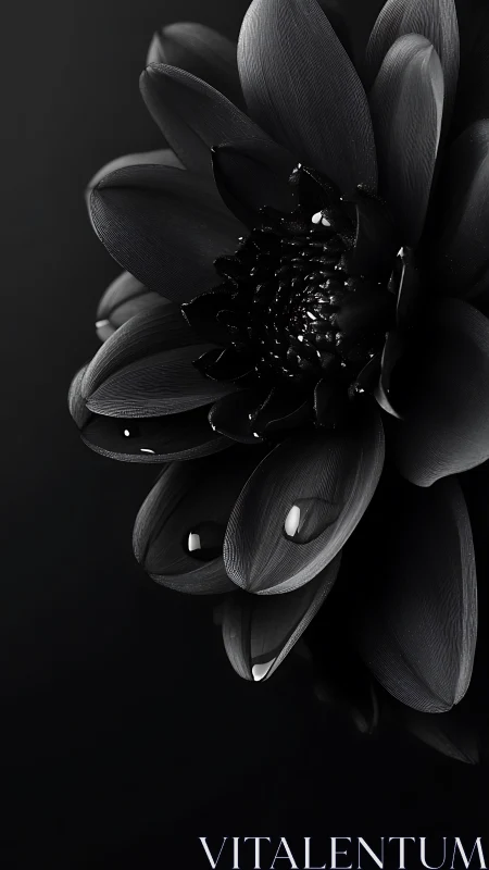 Black and White Botanical Study: Lotus Flower in Detail.
