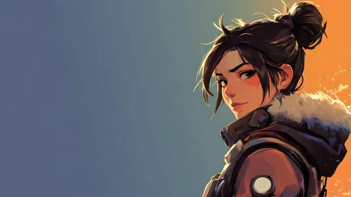 Bifurcated gradient portrait of tactical winter scout operative.