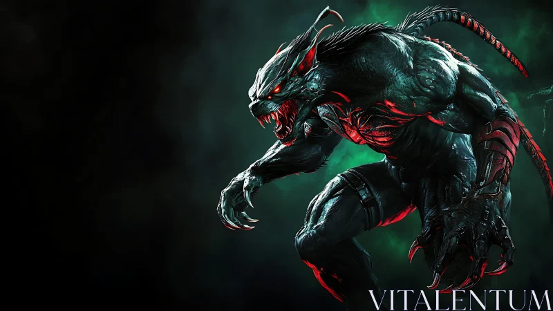 Muscular demonic creature lunges forward in glowing green mist