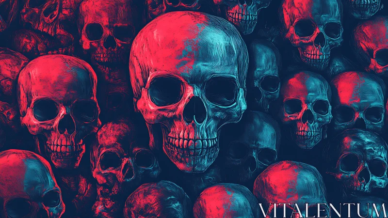 Bold neon skull study celebrating eerie, electric color contrast.